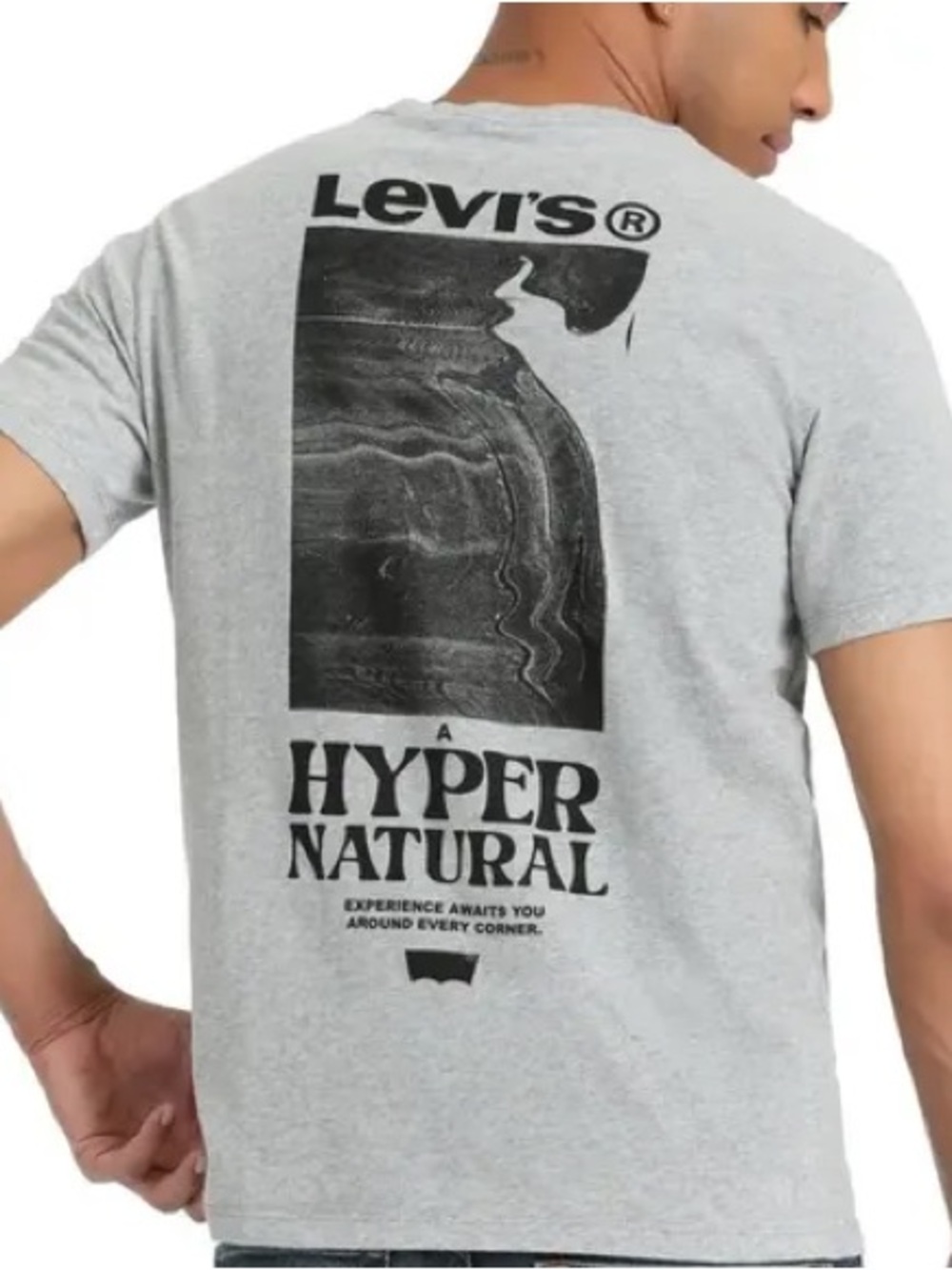 Levi's Light Gray Graphic Tee with Black Back Print